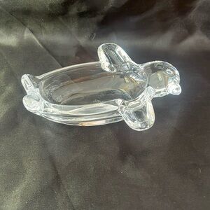Vintage 1980s Art Vannes France Penguin Crystal Glass Ashtray/Trinket Dish